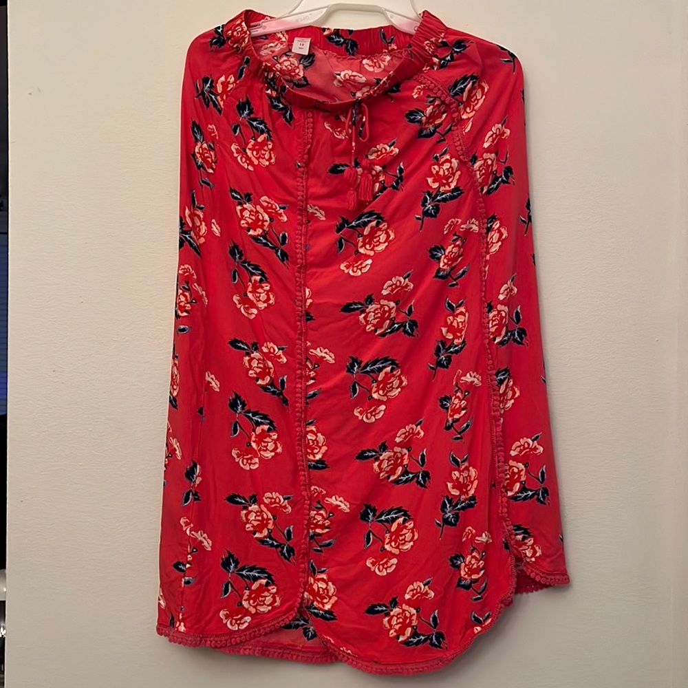 Red-orange floral skirt